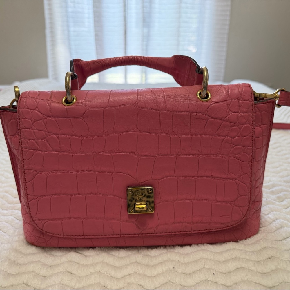 MCM Pink Crocodile-Embossed Women's Bag